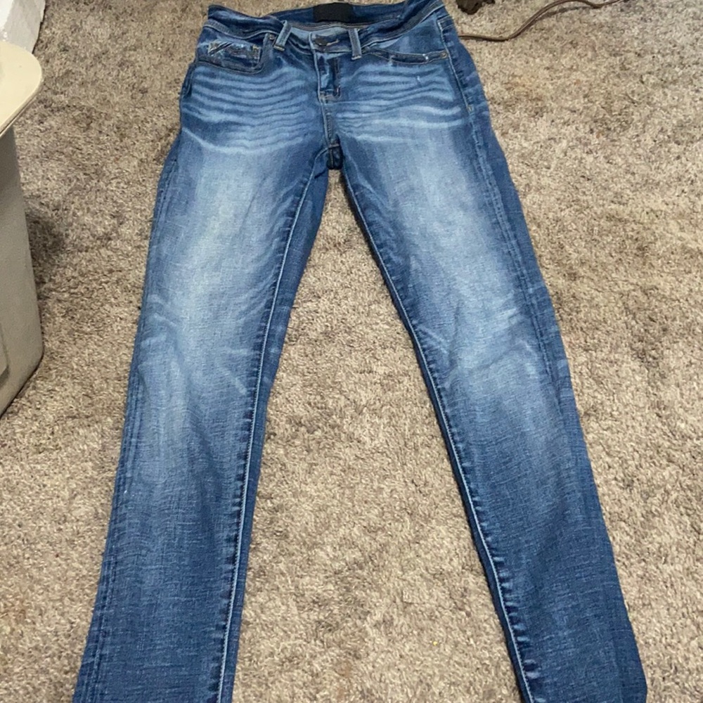 Buckle black curvy midrise ankle skinnies